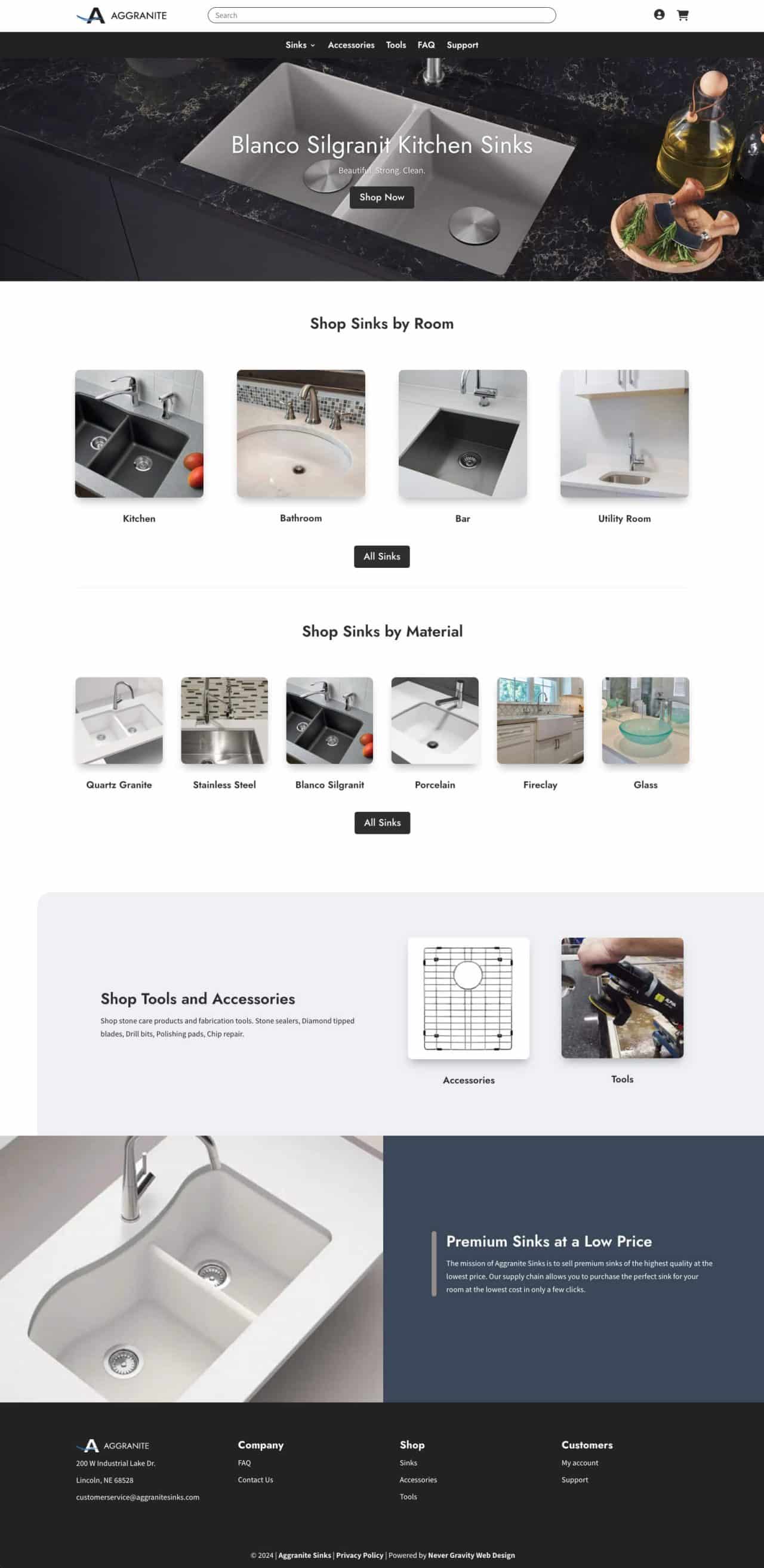 Aggranite Sinks - Never Gravity Web Design